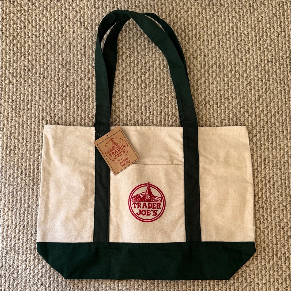 Trader Joe's Large Green Canvas Tote Bag